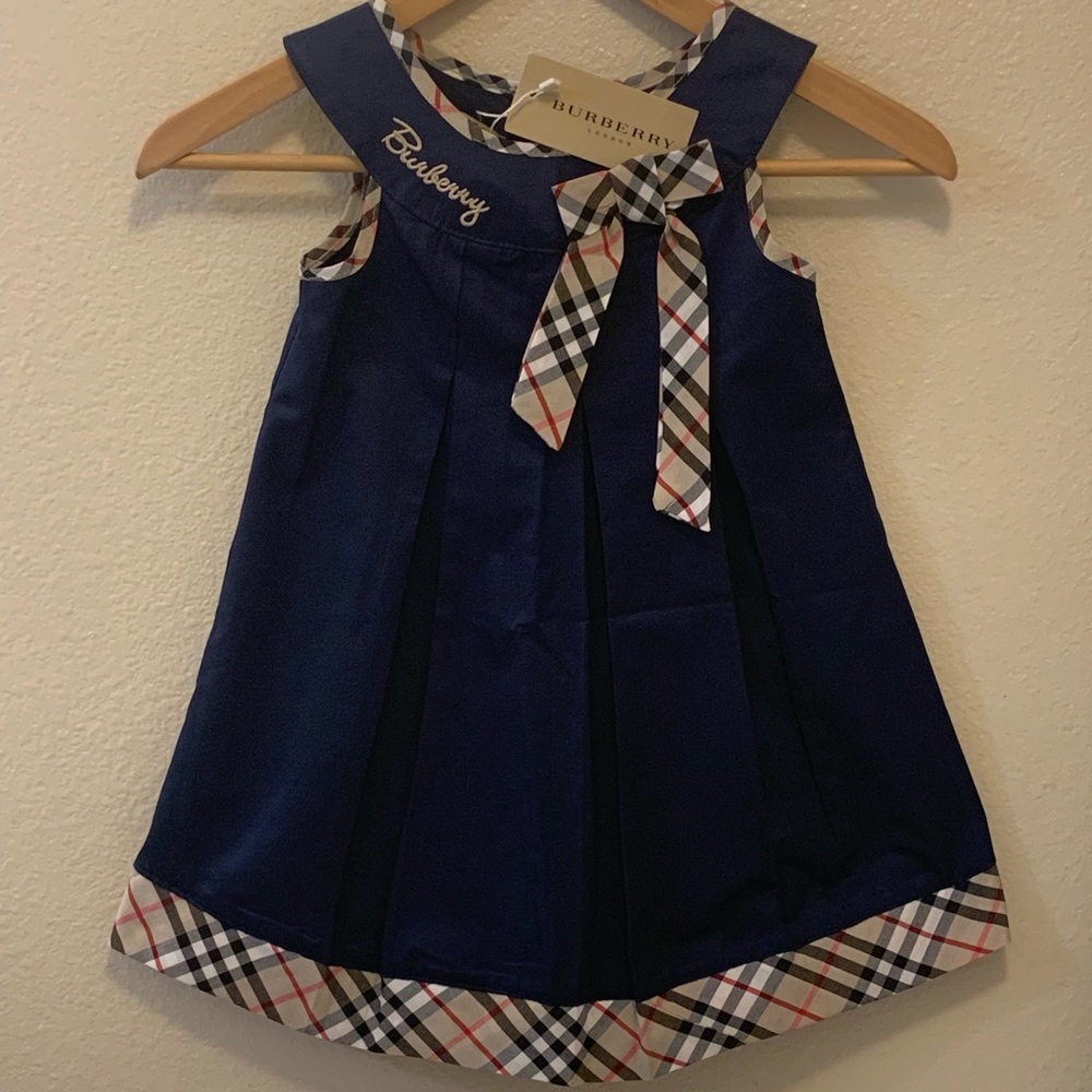 Girls Navy Burberry Dress
